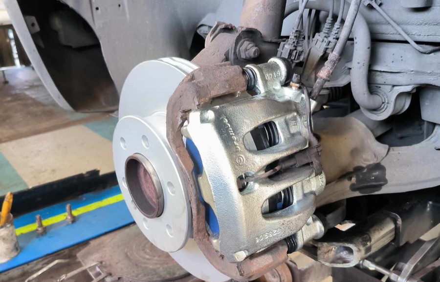 New brake disc and caliper fitted at LNC Motors